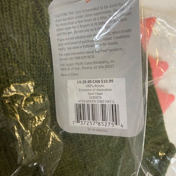 Top Paw NWT Large Pink/Green Dino Hat - Picture 3 of 3